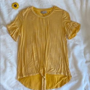 Yellow tie up shirt